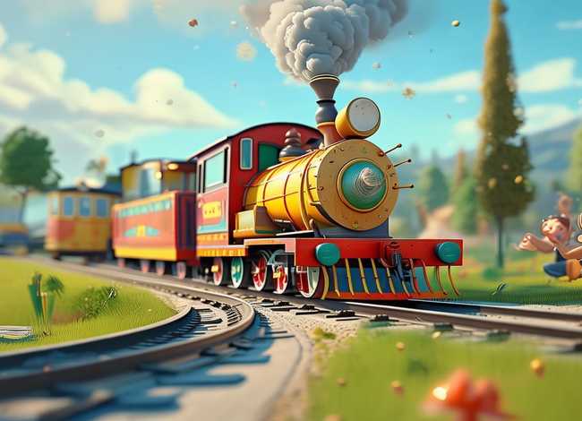 走在路上的小火车儿童故事 火车走在公路上的视频