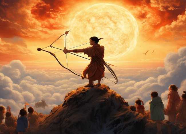 后羿射日儿童故事绘本，后羿射日绘本故事完整版