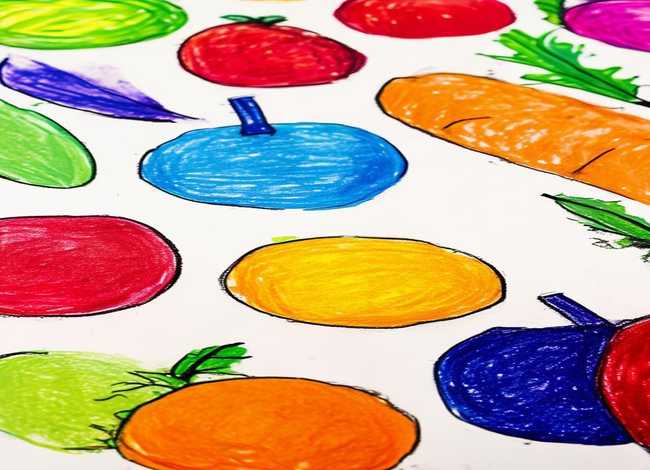 儿童水果蔬菜涂色画打印、儿童简笔画水果蔬菜带颜色