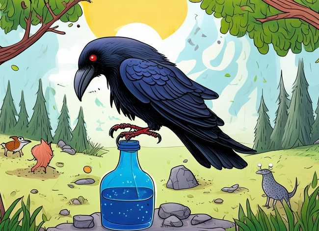 绘本画《乌鸦喝水》8张加故事，绘本画《乌鸦喝水》8张加故事怎么画