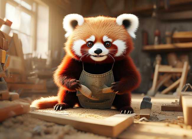 熊猫学木匠的儿童故事；小熊猫学木匠的故事