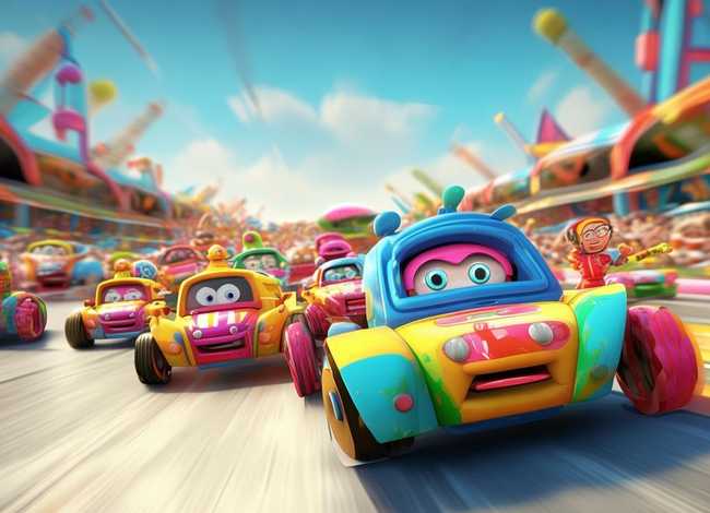 儿童赛车比赛；儿童赛车比赛动画片机器人车