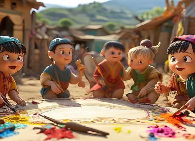 古代儿童卡通图片 古代儿童画画卡通图片