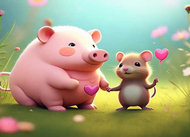 小猪和小老鼠爱情图片、小猪和小老鼠爱情图片卡通
