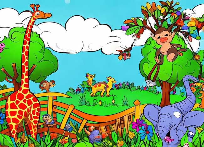 动物园儿童画图片大全 动物园儿童画图片大全大图