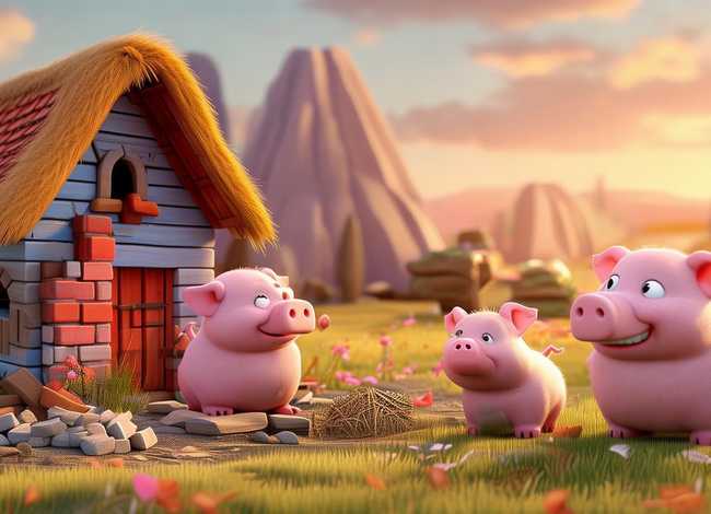 儿童睡前故事三只小猪盖房子；宝宝睡前故事三只小猪盖房子
