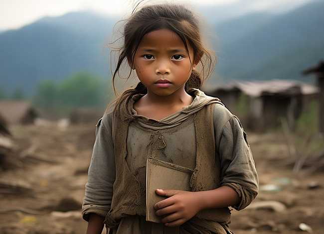 山区贫困儿童照片；山区贫困儿童照片典型例子