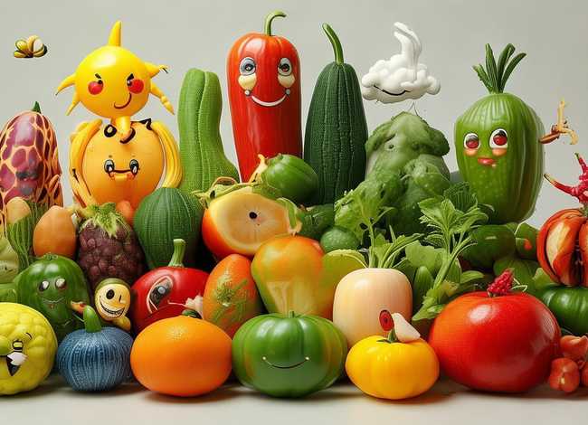 儿童用水果蔬菜创意图案、儿童蔬菜水果创意作品图