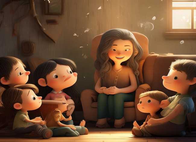 妈妈讲故事插图，妈妈讲故事插图简笔画