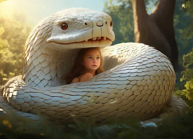 儿童故事大白蛇的故事、一条大白蛇和女孩的故事