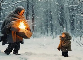 雪中送炭寓言故事手抄报、雪中送炭寓言故事手抄报简单