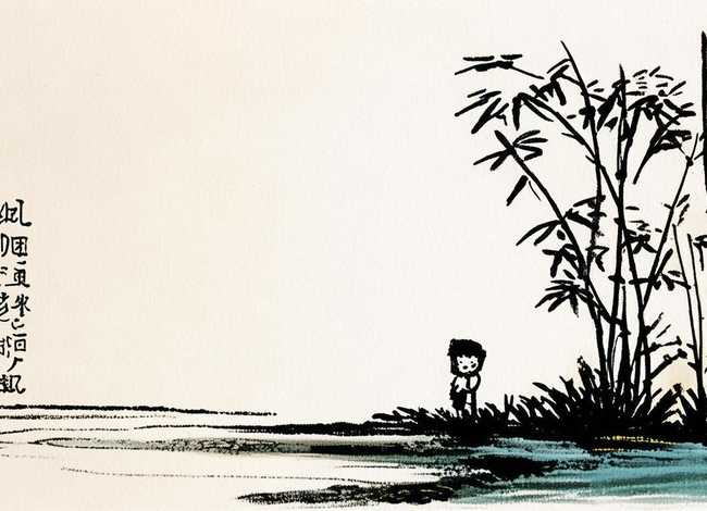 儿童古诗水墨画图片（小学生古诗水墨画简单）