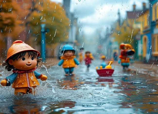 雨天的故事儿童画；雨天的故事画画