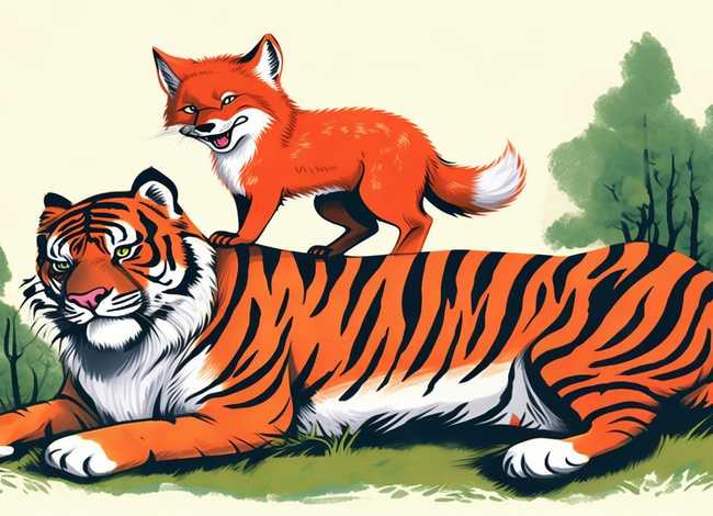 狐假虎威成语儿童画 狐假虎威成语简笔画
