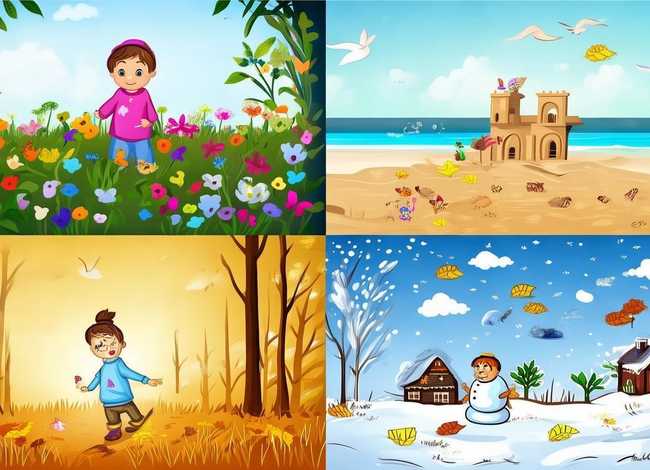春夏秋冬儿童画图片，春夏秋冬儿童画图片怎么画