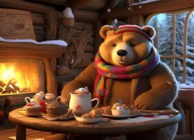 讲故事小熊请客 - 讲故事小熊请客PPT背景