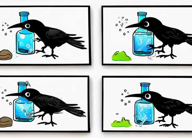 儿童连环画图片4幅简单乌鸦喝水 - 4个简单幼儿连环画图片乌鸦喝水