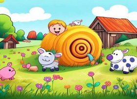 农场里的故事儿童画、在农场里儿童画