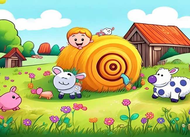 农场里的故事儿童画、在农场里儿童画