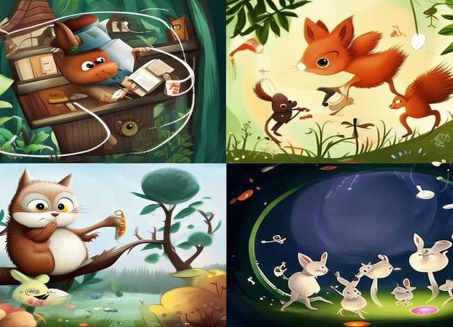 动物简笔画故事组图4个图；动物故事简笔画连环画图片