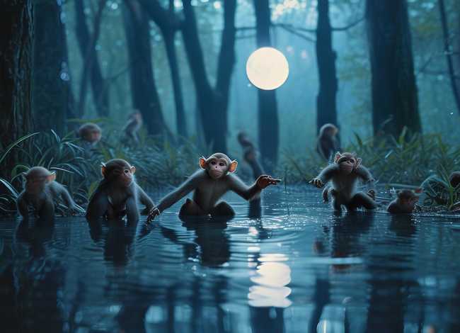 幼儿故事猴子捞月的原文，幼儿故事,猴子捞月