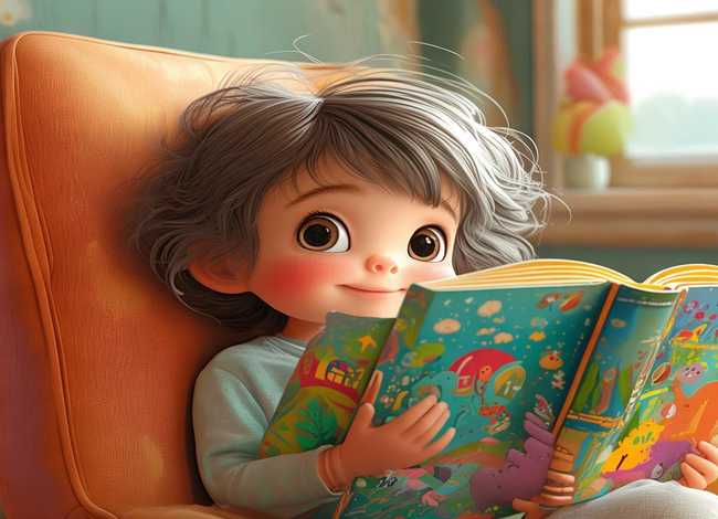 儿童插画看书；儿童插画看书图片