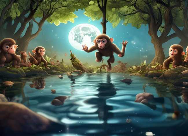儿童故事猴子捞月篇章、幼儿故事,猴子捞月