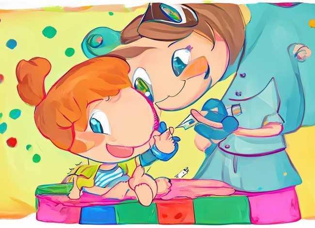 打疫苗漫画手绘儿童；疫苗打针漫画