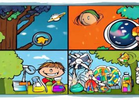 4格儿童简笔画科学故事；科学小故事简笔画