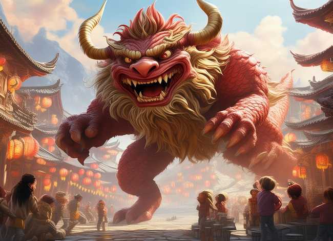 《年兽的故事》绘本ppt，《年兽的故事》绘本图片