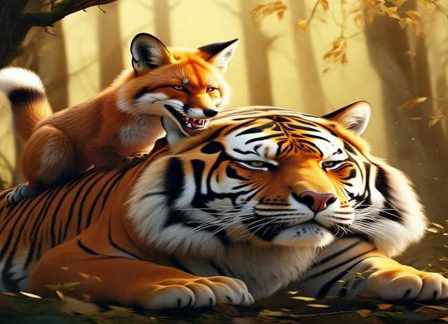 狐假虎威儿童故事绘画 狐假虎威少儿故事