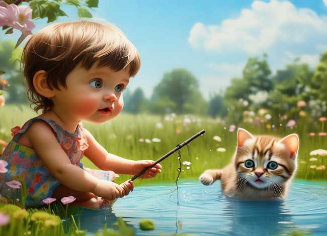 小猫钓鱼的故事小孩完整版，小猫钓鱼的故事小孩完整版图片