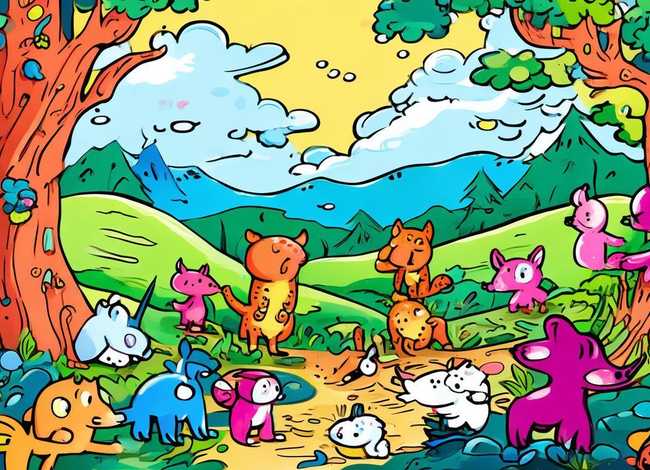 动物故事画简笔画彩色、动物故事画简笔画彩色版