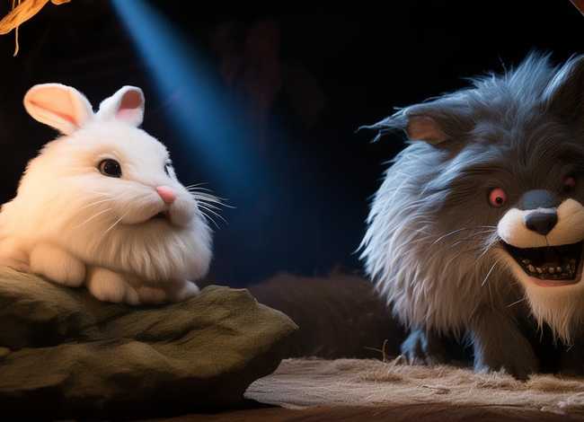 大灰狼和小白兔故事 - 大灰狼和小白兔故事布偶表演