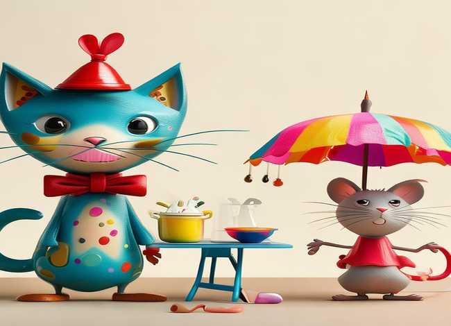 猫和老鼠儿童画、猫和老鼠儿童画画