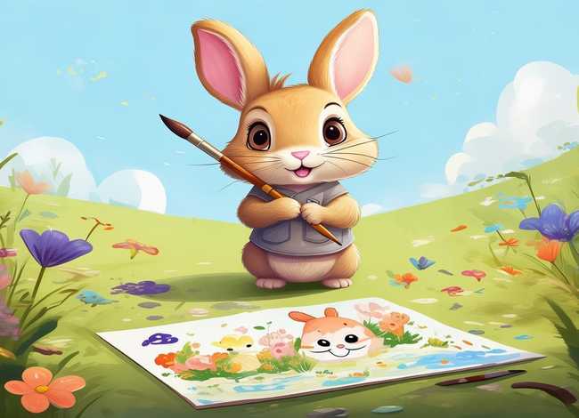 一年级小兔子绘画，一年级小兔子绘画作品图片