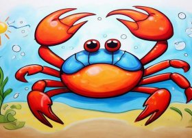 螃蟹儿童画，螃蟹儿童画 简单