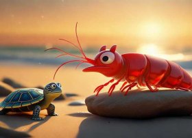 虾米讲故事，虾米在给王八讲故事