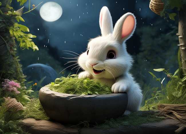 儿童故事玉兔捣药 - 幼儿故事玉兔捣药