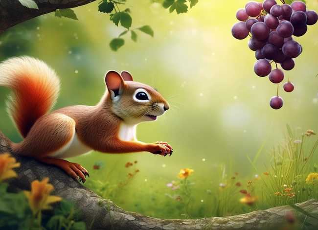 儿童故事松鼠与葡萄、松鼠和葡萄的故事