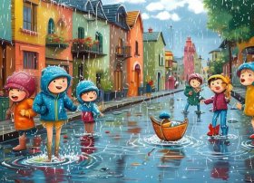 雨天的故事儿童画；雨天的故事画画