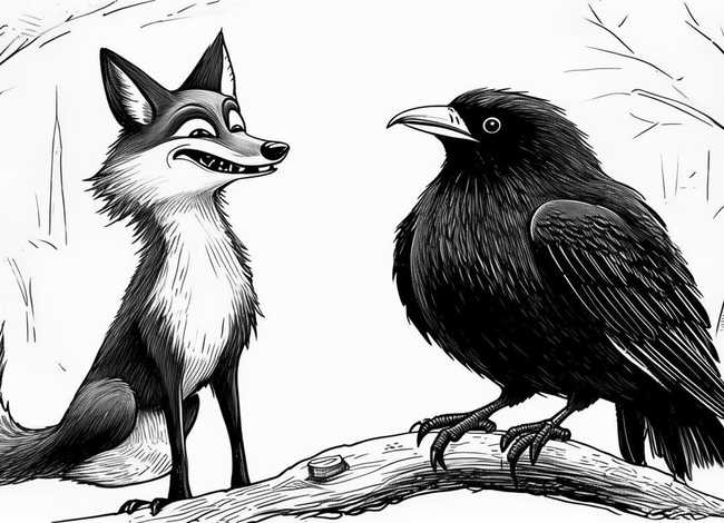 乌鸦与狐狸的故事图片 乌鸦与狐狸的故事图片简笔画