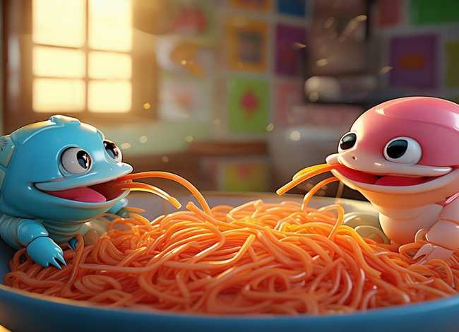 中班看图讲故事，中班看图讲故事小蟹和小虾吃面条