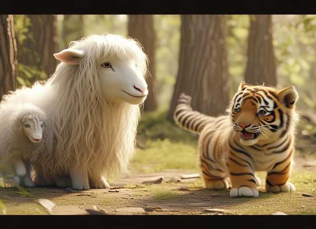 儿童故事老绵羊和小绵羊（小绵羊和小老虎的故事）