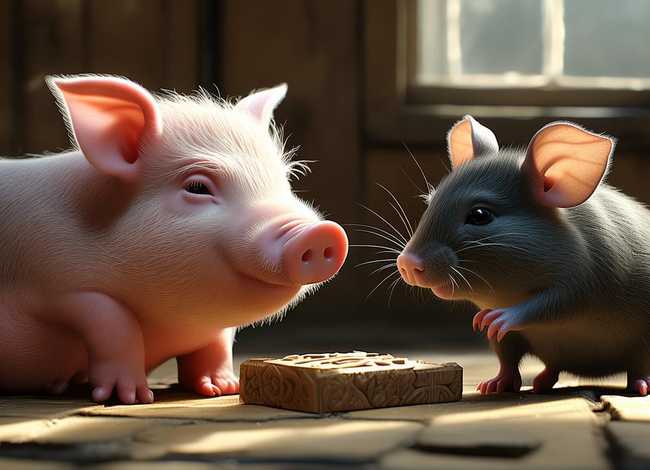 小老鼠和猪在一起打一字 老鼠和猪在一起猜一个字