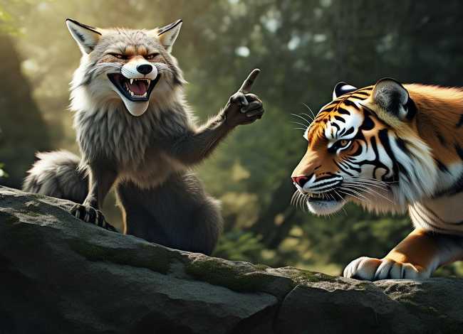 四格故事画 四格故事画狐假虎威