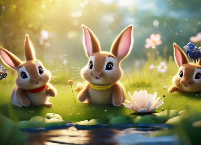 动画英语小故事；动画英语小故事三只小兔