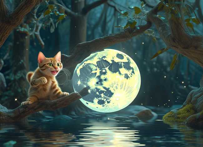 兔小贝猴子捞月亮故事 - 猫小帅故事猴子捞月亮