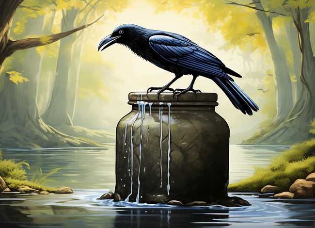 乌鸦喝水故事绘画作品（乌鸦喝水故事绘画作品图片）