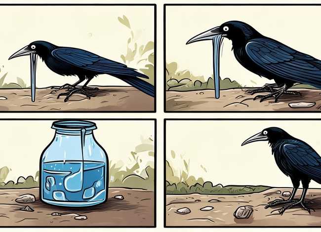 乌鸦喝水的故事怎么画；乌鸦喝水的故事怎么画四联画